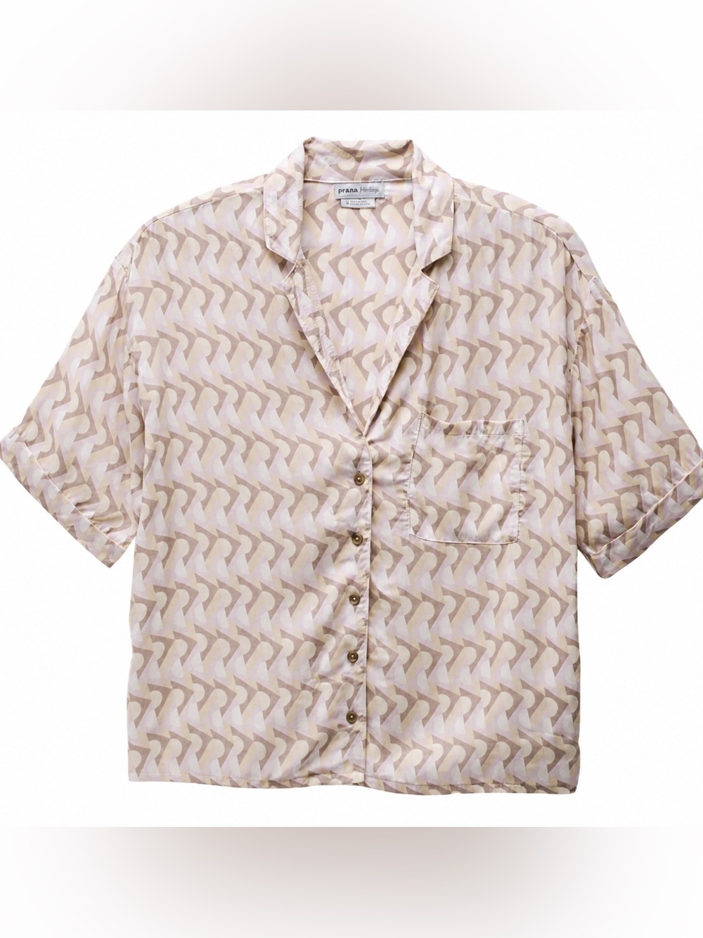 NWT prAna Iguala Top Willow Retro Geo Women’s Tencel Modal Button Front Shirt